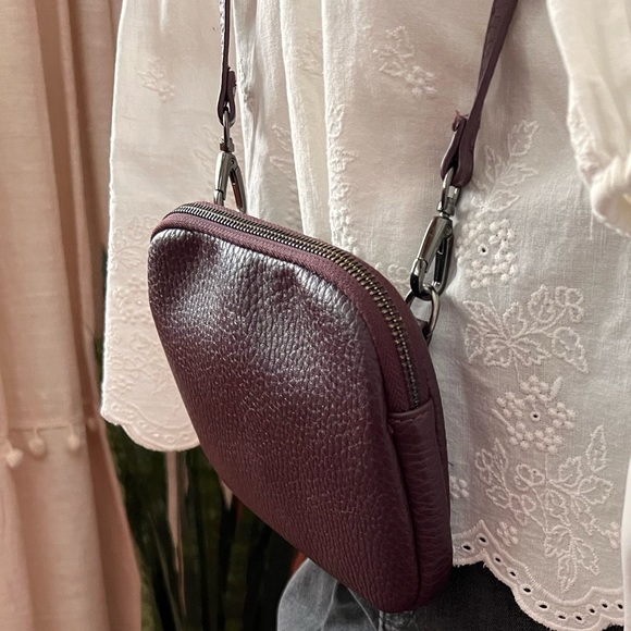 CoLab Crossbody Bag Dark Eggplant Wallet Card Holder Vegan Leather - Picture 4 of 7